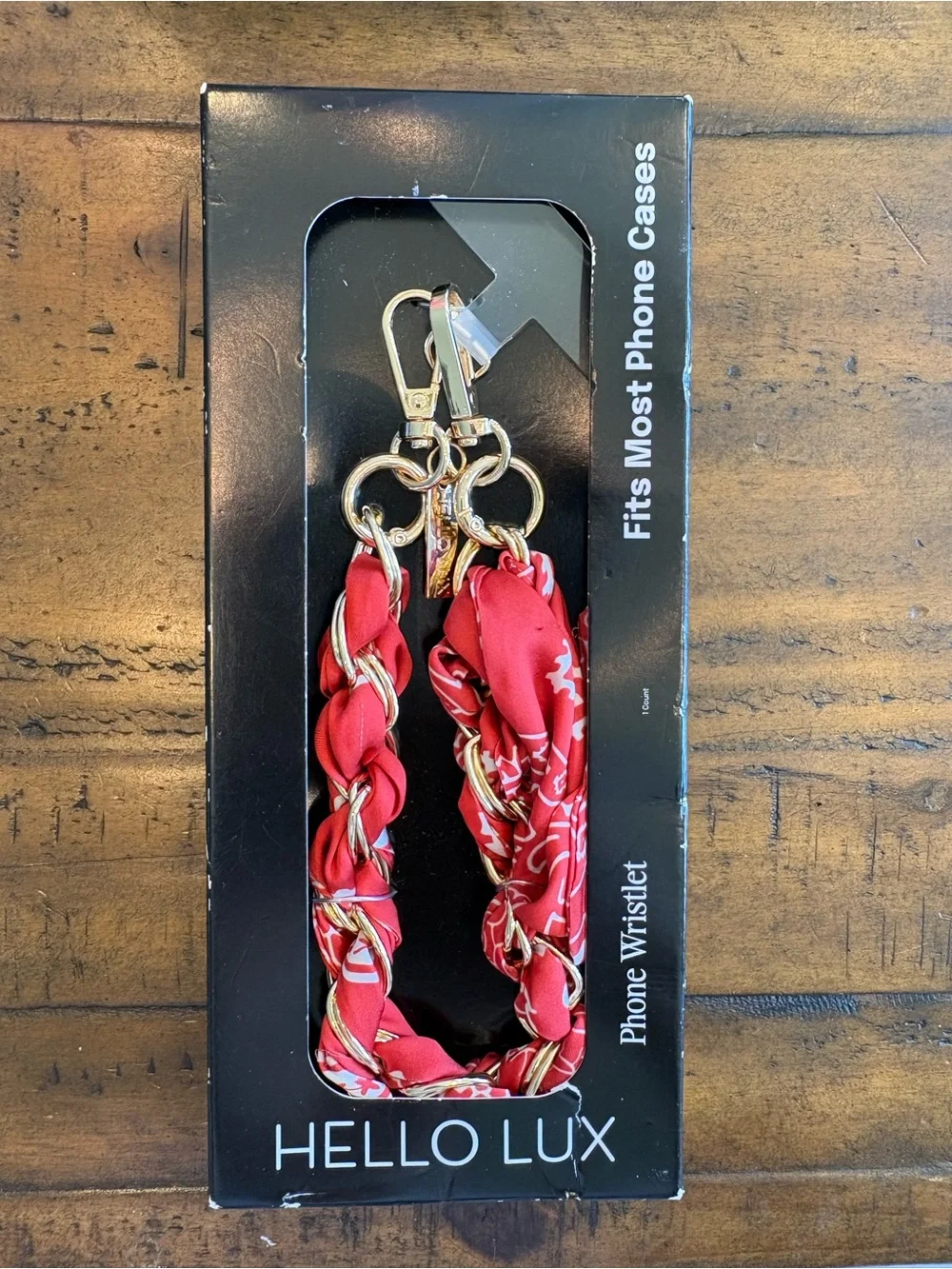 Hello Lux Red Bandana Chain Wristlet Phone Strap